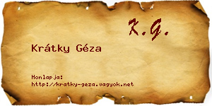 Krátky Géza névjegykártya